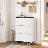 EcoSummer Shoe Storage Cabinet with 3 Flip Drawers, Narrow Freestanding Shoe Rack Organizer for Entryway, White. - 4 of 4