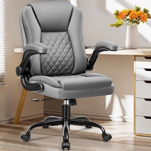 KERDOM Executive Office Chair Leather Ergonomic Office Chair Desk Chair with Wheels, Gray - 1 of 1