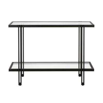 Inez 42'' Blackened Bronze Metal and Glass Console Table with Storage