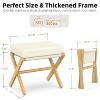 Bamboo folding footstool with bamboo X-legs and seat cushion, suitable for bedroom and living room use - 3 of 4