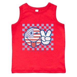 The Juniper Shop SmileyWorld Patriotic Checkered Peace Toddler Tank - 1 of 4