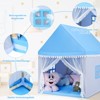 Infans 4.5 FT Kids Play Tent, Large Playhouse w/Washable Mat, Windows, Solid Wood Frame, Indoor Outdoor Tent for Children, Castle Fairy Tent, Blue - 3 of 4