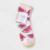 Women's Watermelon 2pk Cozy Quarter Crew Socks - Pink/Green 4-10 - 2 of 3