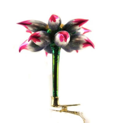 Morawski 4.25" Pink & Grey Tropical Flower Clip On Ornament Floral Summer  -  Tree Ornaments