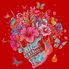 Men's Design By Humans Floral Butterfly Skull Funny Halloween Costume Hippie Flower By JeilJersey T-Shirt - 2 of 4