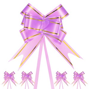 Unique Bargains Plastic Durable Glossy Appearance Waterproof Gift Wrap Satin Pull Bows 100 Count - 1 of 4