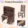 Vintage Desk and Chair Set with Bookshelf and Cushioned Seat for Home Office Workspace-3irtyhousy - 4 of 4