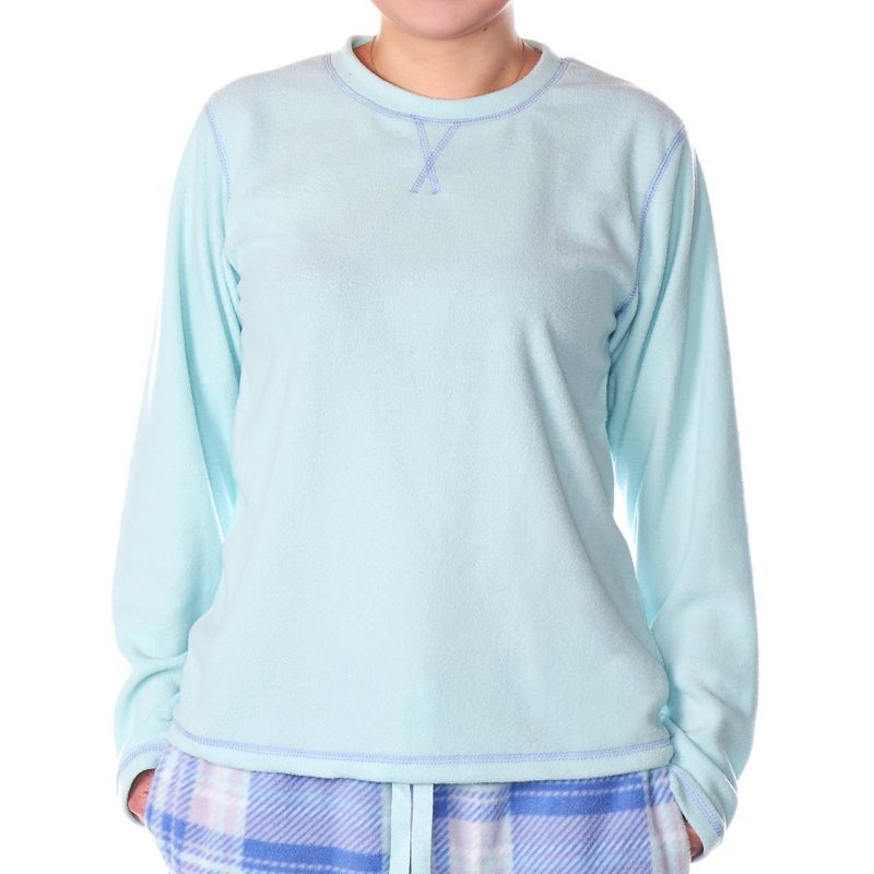 Alpine Swiss Womens Pajama Set Long Sleeve Shirt and Polar Fleece Pants Sleepwear, 5 of 10