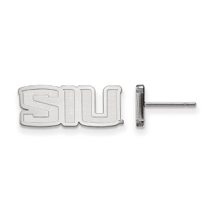 Black Bow Jewelry 10k White Gold Southern Illinois Salukis NCAA Post Earrings - 1 of 3