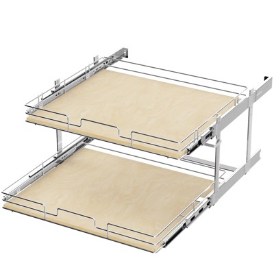 LOVMOR 2 Tier Individual Pull Out Cabinet Organizer, Slide Out Wood Shelves Organizers, Pull Out Drawers Organization and Storage for Kitchen Cabinet