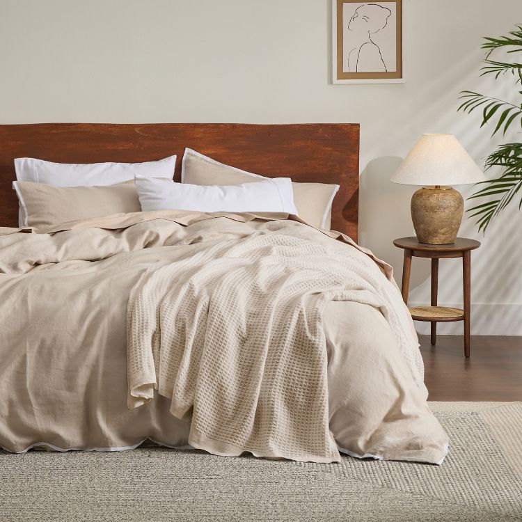 Bedsure-Waffle Weave 100% Cotton Solid Blanket For All Season, Breathable and Soft, Waffle Weave Blanket for Best Gift, 6 of 8