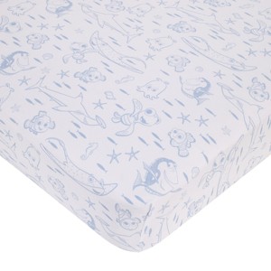 NoJo Disney Finding Nemo Cutest Little Catch Light Blue, and White Nursery Fitted Crib Sheet - 1 of 4