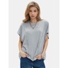 EXLURA Women's Summer Exposed Seams Oversized Tops 2025 Casual Workout T Shirts Trendy Pleated Dressy Crewneck Tunic Outfits - 4 of 4