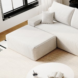 Whisen Convertible Sleeper Sofa Bed, Plush Corduroy Fabric, Back Support with Pillow - 1 of 4