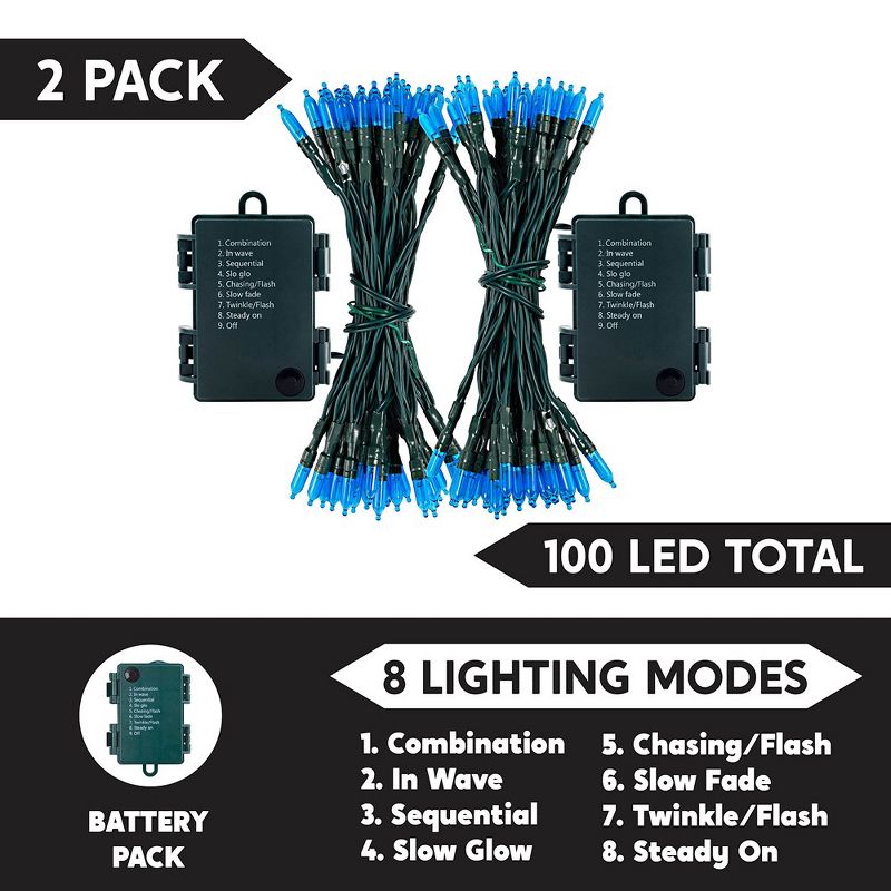 Joiedomi 2 Sets of 50-Count LED String Lights Blue, 2 of 7