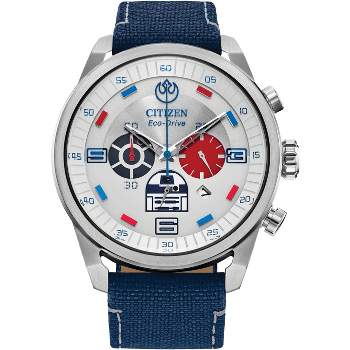 Citizen Star Wars Eco-Drive featuring R2-D2 3-hand Silvertone Blue Canvas Strap
