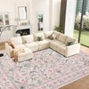 Washable Area Rug, Boho Floral Soft Rugs for Living Room, Non Slip Low Pile Carpet for Bedroom, Dining Room - 2 of 4