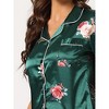 cheibear Women's Printed Short Sleeve Button Down Sleepwear with Pants Pajama Set - 4 of 4