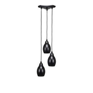 Toltec Lighting Europa 3 - Light Pendant in  Matte Black with 5" Matte Black Oval Metal Shade Shade - 1 of 1