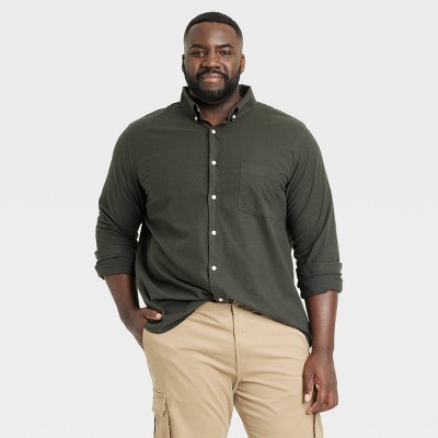 Men's Big & Tall Long Sleeve Collared Button-down Shirt - Goodfellow & Co™  Olive Green 3xlt : Target