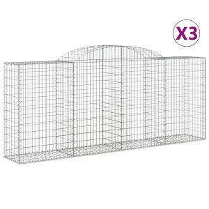 vidaXL Gabion Basket Set - Outdoor Garden Arched Retaining Wall, Galvanized Iron, Sound-Insulating, 118.1"x19.7"x47.2"/55.1" - 1 of 4