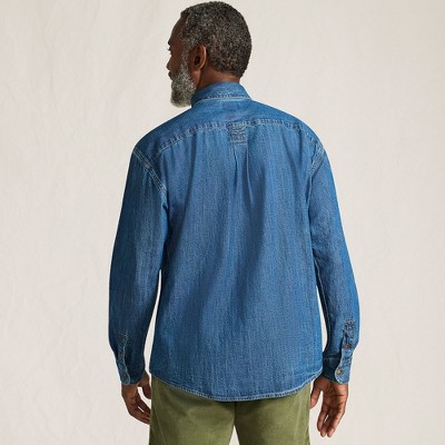 Lands' End Men's Long Sleeve Indigo Work Shirt