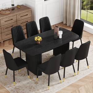 9-Piece Dining Set with MDF Table and 8 Chairs with PU Cushions - 1 of 4