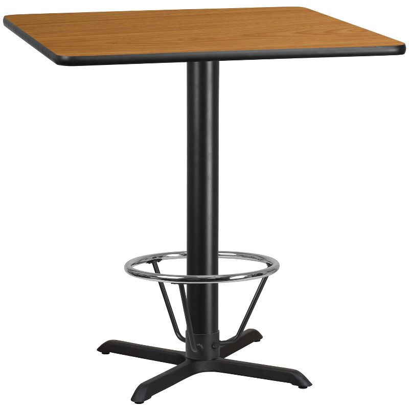 Flash Furniture 42'' Square Laminate Table Top with 33'' x 33'' Bar Height Table Base and Foot Ring, 1 of 2