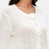 Knit & Lounge Women’s White Knit Cardigan Long Sleeve Floral Button Front Soft Lightweight Sweater Lettuce Hem - 2 of 4