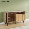 Fluted Storage Cabinet with Sliding Door & LED Light, Buffet Sideboard, Wooden Credenza, Natural - 2 of 4