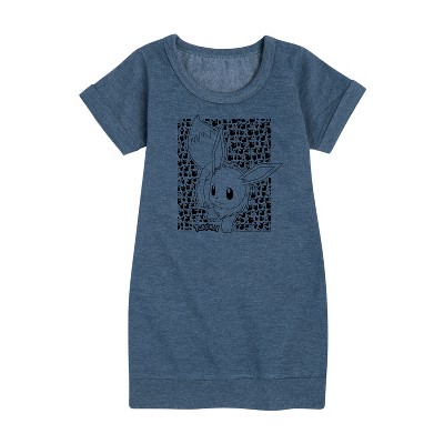 - Pokémon - Eevee Pattern Graphic Short Sleeve Fleece Dress