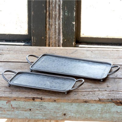 Park Hill Collection Galvanized Metal Rectangle Serving Trays