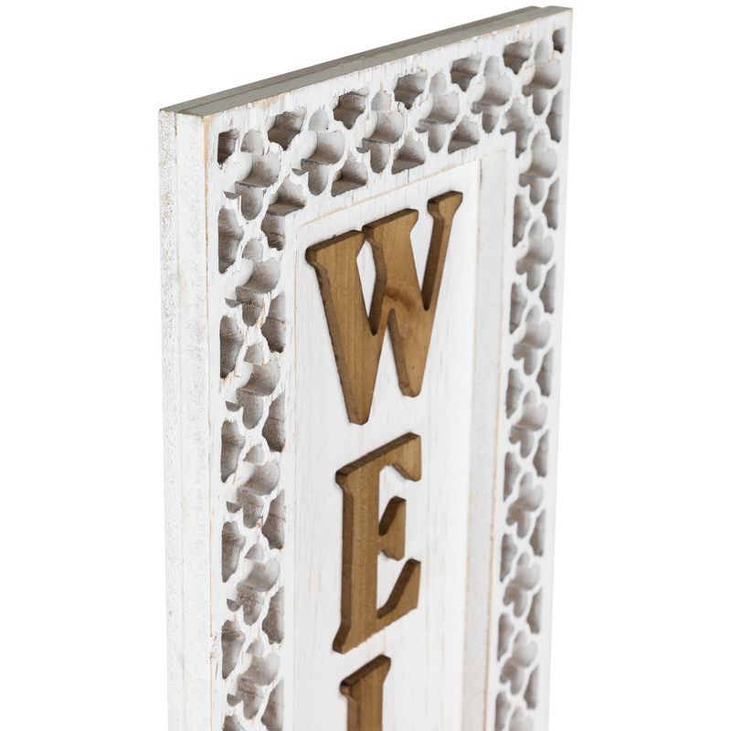 Northlight Rustic Welcome Wooden Wall Sign - 24" - White, 5 of 7
