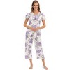 Collections Etc Soft Floral Pattern Print Knit 2-Piece Capri Pajama Set - 2 of 4