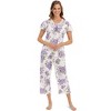 Collections Etc Soft Floral Pattern Print Knit 2-Piece Capri Pajama Set - image 2 of 4