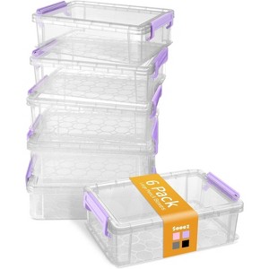 Paaaawaters 6 Pack Extra Large Pencil Box, Plastic Pencil Case Crayon Box, Clear Marker Organizer Plastic Containers with Lid - 1 of 4