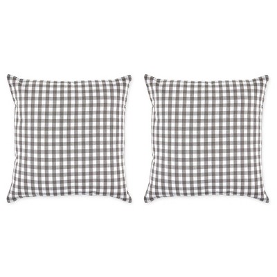 2pk 20"x20" Oversize Gingham Check Square Throw Pillows Gray/White - Design Imports