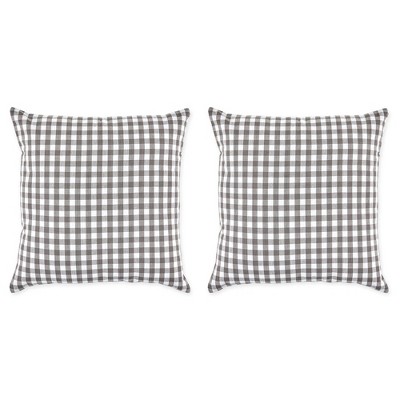 2pk 20"x20" Oversize Gingham Check Square Throw Pillows Gray/White - Design Imports