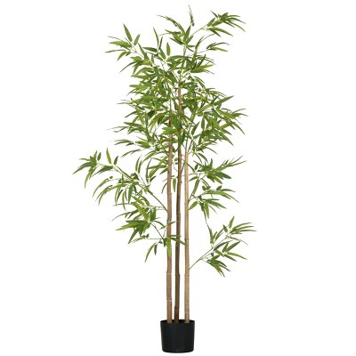 Syemin Artificial Plants Low Maintenance Artificial Bamboo Tree Faux Decorative Plant in Nursery Pot No Watering for Indoor, Green, 66.25"*7.75"*7.75"