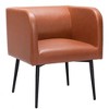 Dining Chair 29.3"H Brown – Faux Leather Upholstered Seat with Black Steel Frame & Armrests by Zuo Modern - 3 of 4