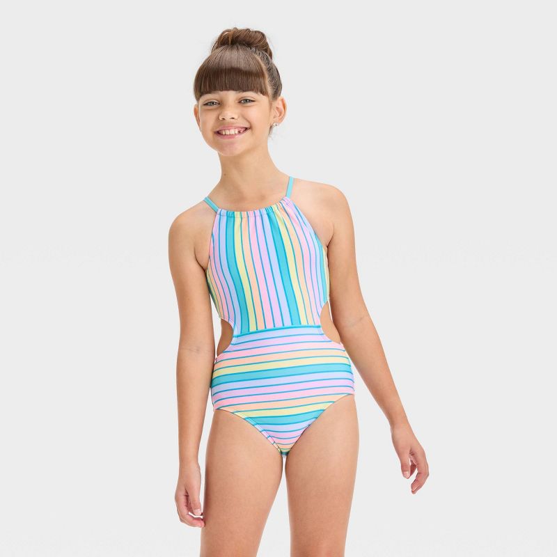 Girls&#39; &#39;Shades of Summer&#39; Striped One Piece Swimsuit - Cat &#38; Jack&#8482;, 1 of 5
