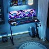 BestMassage 47 Inch Gaming Desk Z-Shaped PC Computer Desk with Carbon Fiber Surface Adjustable Leg Pads, Blue - 2 of 4