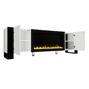 YOOCOZZ Modern TV Stand with Electric Fireplace and High Gloss Cabinets - 1 of 4