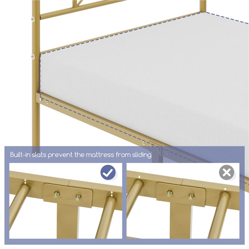 Yaheetech Simple Metal Bed Frame with Headboard&Footboard Slatted Bed Base, 5 of 8