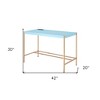 HomeRoots 42" Baby Blue and Gold Writing Desk - 3 of 4