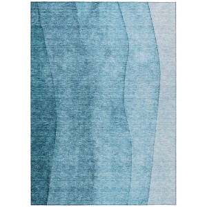 Teal Blue Aqua And Blue Ombre Washable Indoor Outdoor Area Rug - 1 of 4