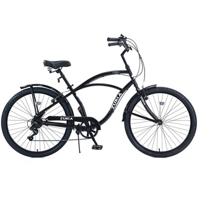 Infurnic Bicycles, 7 Speed Bicycles, Beach Cruiser Bike with Wide Wheels, Black, 69.29"*28.32"*43.2"