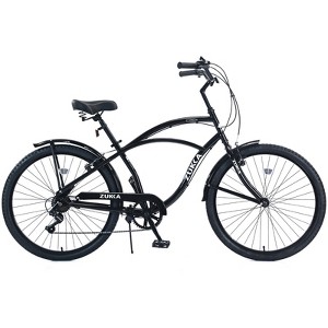 Infurnic Bicycles, 7 Speed Bicycles, Beach Cruiser Bike with Wide Wheels, Black, 69.29"*28.32"*43.2" - 1 of 4