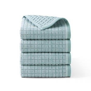 TOWN & COUNTRY EVERYDAY 4-Piece Textured Windowpane Hand Towel Set - 1 of 4