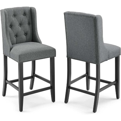 Modway Baronet Bar Upholstered Fabric, Counter Stools - Set of 2, Gray